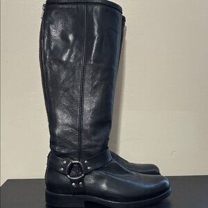 Frye Women's Phillip Harness Tall Black Leather Boots size 8B